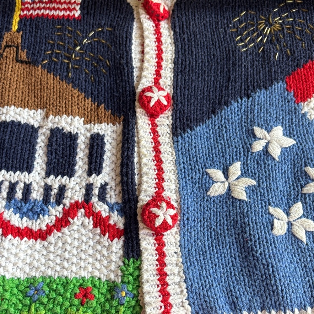 Fabulous Vintage Patriotic Knit Vest with Flag and Fireworks 🤩 - Picture 10 of 11